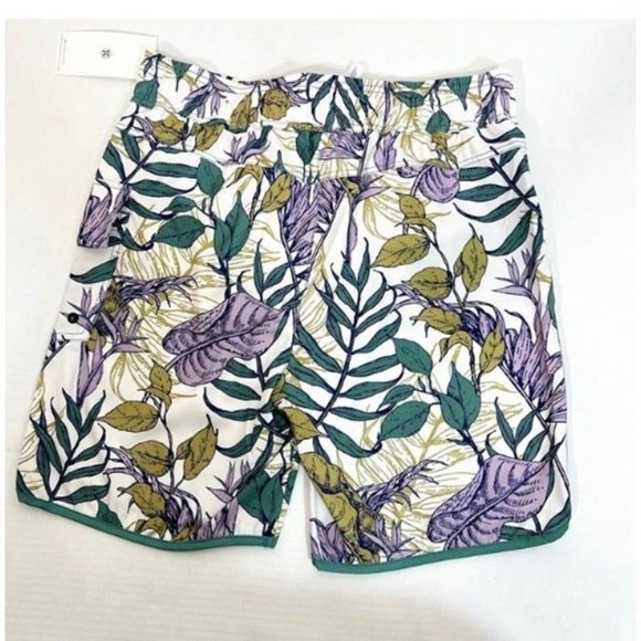 Sovereign Code NWT Sz L Botanical/Ecru Joyride Tropical Drawstring Swim Trunks - Picture 4 of 5